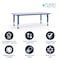 Flash Furniture Rectangle Preschool Table, Bl, 23.625" W x 47.25" L, Plastic, Steel, Blue YU-YCY-060-RECT-TBL-BLUE-GG - alternate 3